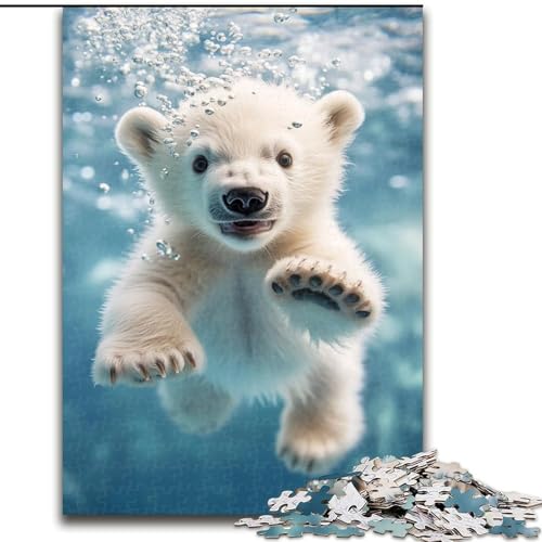 Puzzle für Erwachsene und Jugendliche, 1000 Teile, Eisbär unter Wasser, anspruchsvolles Spiel, Spielzeug, Wanddekoration, einzigartige Geburtstags (Größe 26x38cm) von NBDSOYEWO