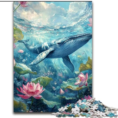 Puzzle für Erwachsene und Jugendliche, 1000 Teile, Lotus und Wal, geeignet für Kinder ab 14 Jahren, Lernspiele für zu Hause, DIY-Spielzeug, Kunstwerk, Geschenk (Größe 26x38cm) von NBDSOYEWO