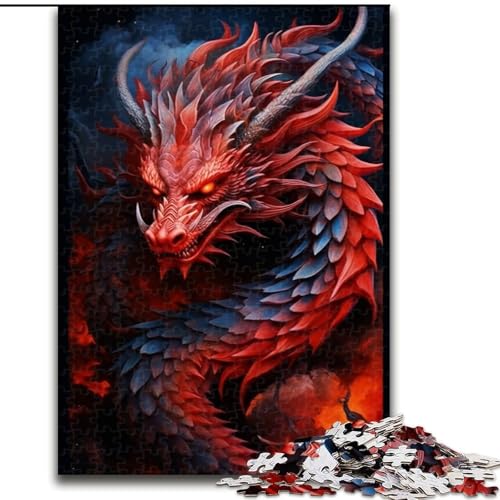 Puzzle für Erwachsene und Jugendliche, 1000 Teile, Roter Drache, geeignet für Kinder ab 14 Jahren, Lernspiele für zu Hause, DIY-Spielzeug, Kunstwerk, Geschenk (Größe 50x75cm) von NBDSOYEWO