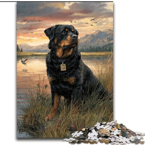 Puzzle für Erwachsene und Jugendliche, 1000 Teile, Rottweiler, geeignet für Kinder ab 14 Jahren, Lernspiele für zu Hause, DIY-Spielzeug, Kunstwerk, Geschenk (Größe 26x38cm) von NBDSOYEWO