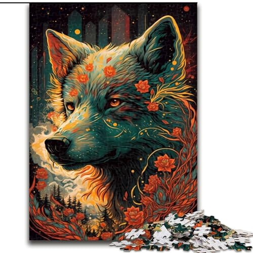 Puzzle für Erwachsene und Jugendliche, 1000 Teile, Wolf aus Einer Anderen Welt, geeignet für Kinder ab 14 Jahren, Lernspiele für Zuhause, DIY-Spielzeug, Kunstwerk, Geschenk (Größe 50x75cm) von NBDSOYEWO