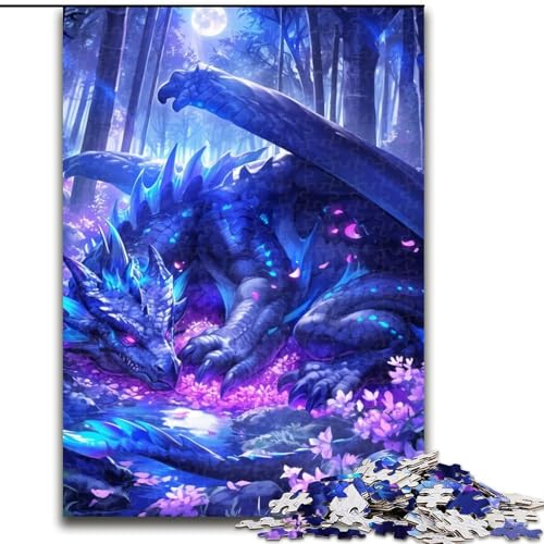 Puzzle für Erwachsene und Jugendliche, 1000 Teile, geheimnisvoller Drache, geeignet für Kinder ab 14 Jahren, Lernspiele für zu Hause, DIY-Spielzeug, Kunstwerk, Geschenk (Größe 26x38cm) von NBDSOYEWO