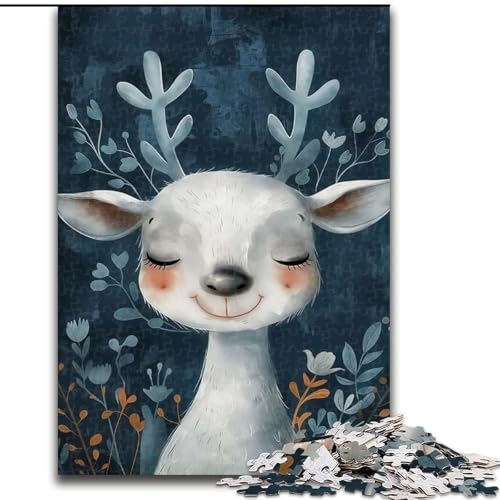 Puzzle für Erwachsene und Jugendliche, 1000 Teile, weißer Hirsch, geeignet für Kinder ab 14 Jahren, Lernspiele für zu Hause, DIY-Spielzeug, Kunstwerk, Geschenk (Größe 50x75cm) von NBDSOYEWO