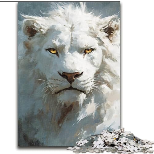 Puzzle für Erwachsene und Jugendliche, 1000 Teile, weißer Löwe, geeignet für Kinder ab 14 Jahren, Lernspiele für zu Hause, DIY-Spielzeug, Kunstwerk, Geschenk (Größe 50x75cm) von NBDSOYEWO