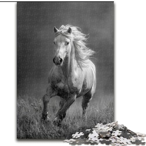 Puzzle für Erwachsene und Jugendliche, 1000 Teile, weißes Pferd, geeignet für Kinder ab 14 Jahren, Lernspiele für zu Hause, DIY-Spielzeug, Kunstwerk, Geschenk (Größe 26x38cm) von NBDSOYEWO