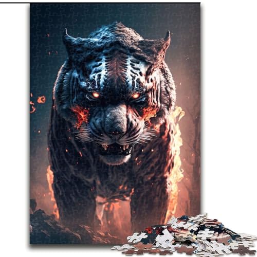 Puzzle für Erwachsene und Jugendliche, Puzzle Tiger im Feuer, lustige Aktivität für zu Hause, Spielzeug für Regentage, Geburtstagsgeschenke (Größe 26x38cm) von NBDSOYEWO