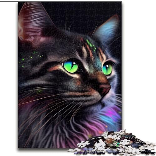 Puzzle für Erwachsene und Teenager, 1000 Teile, Katzen-Pop-Art-Tiergesicht, anspruchsvolles Spiel, Spielzeug, Wanddekoration, einzigartige Geburtstags (Größe 26x38cm) von NBDSOYEWO