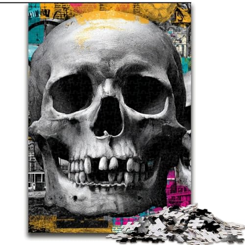 Puzzle für Erwachsene und Teenager, Psychedelischer Totenkopf, lustige Aktivität für zu Hause, Spielzeug für Regentage, Geburtstagsgeschenke (Größe 50x75cm) von NBDSOYEWO