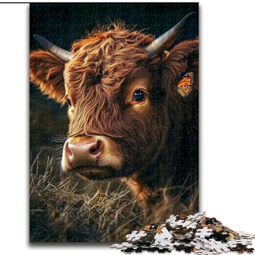 Puzzle für Erwachsene und Teenager, Puzzle Hochlandkuh, lustige Aktivität für zu Hause, Spielzeug für Regentage, Geburtstagsgeschenke (Größe 50x75cm) von NBDSOYEWO