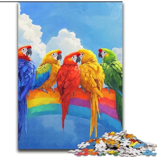 Puzzle für Erwachsene und Teenager, Puzzle Papagei auf dem Regenbogen, Familienspiel für und einzigartige Heimdekoration und Geschenke für 14-Jährige (Größe 50x75cm) von NBDSOYEWO
