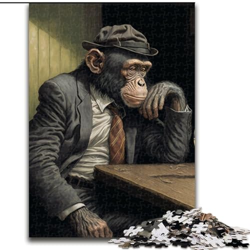 Puzzle für Erwachsene und Teenager, Puzzle Trinkender Schimpanse, lustige Aktivität für zu Hause, Spielzeug für Regentage, Geburtstagsgeschenke (Größe 50x75cm) von NBDSOYEWO