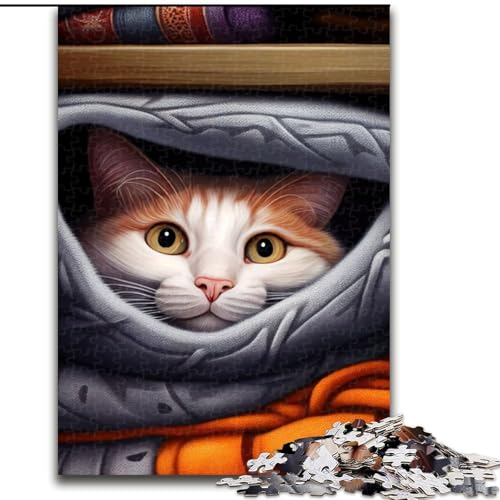 Puzzle für Erwachsene und Teenager, lustiges Katzengesicht, süßes Tier, lustige Aktivität für zu Hause, Spielzeug für Regentage, Geburtstagsgeschenke (Größe 50x75cm) von NBDSOYEWO
