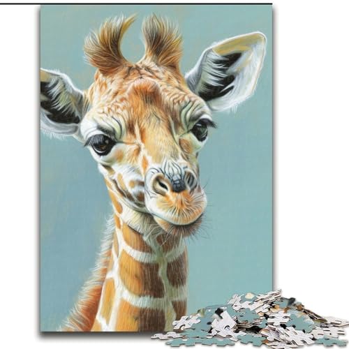 Puzzle für Teenager, 1000 Puzzles, Aquarell-Giraffe, Spielzeug, Lernspiele, stressabbauende Wanddekoration (Größe 26x38cm) von NBDSOYEWO