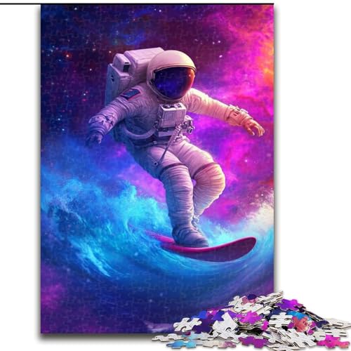 Puzzle für Teenager, 1000 Puzzles, Astronauten-Weltraum-Surfen, Spielzeug, Lernspiele, stressabbauende Wanddekoration (Größe 26x38cm) von NBDSOYEWO