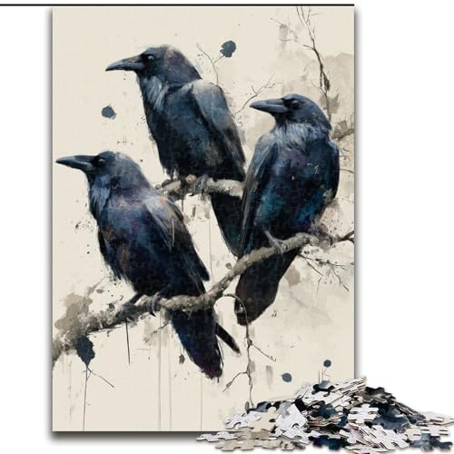 Puzzle für Teenager, 1000 Puzzles, DREI Schwarze Krähen, Spielzeug, Lernspiele, stressabbauende Wanddekoration (Größe 50x75cm) von NBDSOYEWO