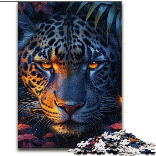 Puzzle für Teenager, 1000 Puzzles, Dschungelleopard, Spielzeug, Lernspiele, stressabbauende Wanddekoration (Größe 26x38cm) von NBDSOYEWO