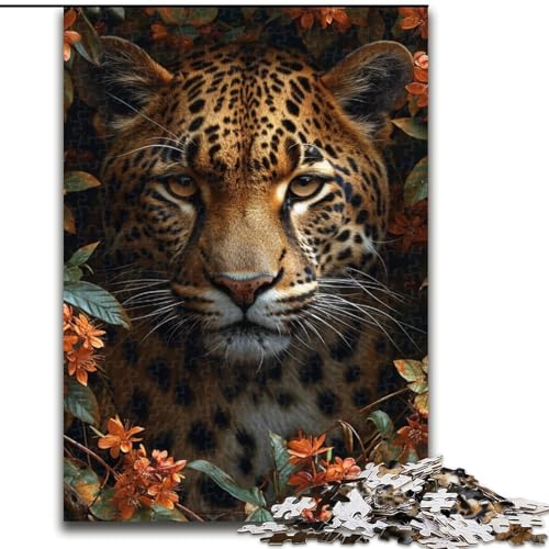 Puzzle für Teenager, 1000 Puzzles, Dschungelleopard, Spielzeug, Lernspiele, stressabbauende Wanddekoration (Größe 50x75cm) von NBDSOYEWO