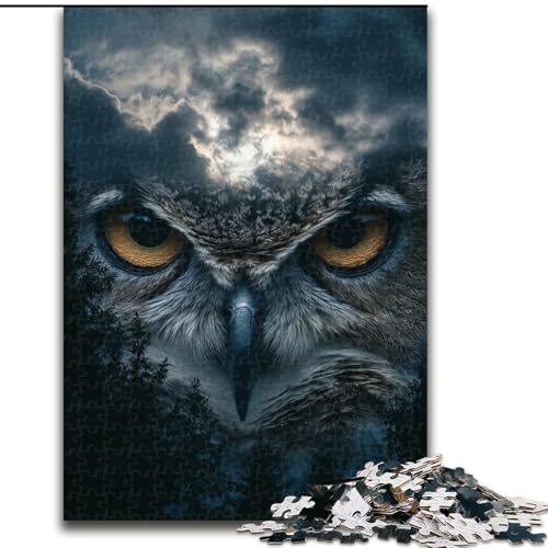 Puzzle für Teenager, 1000 Puzzles, Eulenaugen, Spielzeug, Lernspiele, stressabbauende Wanddekoration (Größe 26x38cm) von NBDSOYEWO