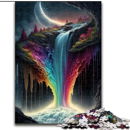 Puzzle für Teenager, 1000 Puzzles, Regenbogen-Wasserfall, Spielzeug, Lernspiele, stressabbauende Wanddekoration (Größe 50x75cm) von NBDSOYEWO