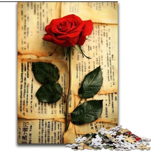 Puzzle für Teenager, 1000 Puzzles, Rose im Buch, Spielzeug, Lernspiele, stressabbauende Wanddekoration (Größe 50x75cm) von NBDSOYEWO