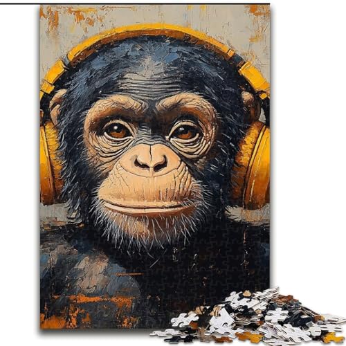 Puzzle für Teenager, 1000 Puzzles, Schimpansen, die Englisch hören, Spielzeug, Lernspiele, stressabbauende Wanddekoration (Größe 26x38cm) von NBDSOYEWO