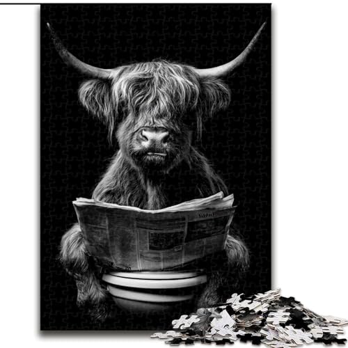 Puzzle für Teenager, 1000 Puzzles, Yak im Badezimmer, Spielzeug, Lernspiele, stressabbauende Wanddekoration (Größe 50x75cm) von NBDSOYEWO