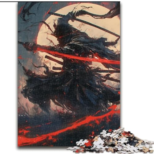 Puzzle für Teenager, 1000 Puzzles, geheimnisvoller Ninja-Samurai, Spielzeug, Lernspiele, stressabbauende Wanddekoration (Größe 26x38cm) von NBDSOYEWO