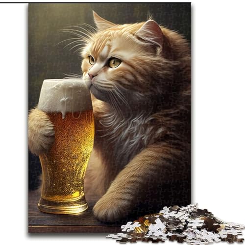 Puzzle für Teenager, 1000 Puzzles, lustiges Katzenbier, Spielzeug, Lernspiele, stressabbauende Wanddekoration (Größe 50x75cm) von NBDSOYEWO