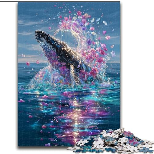 Puzzle für Teenager, 1000 Puzzles, magischer Wal, Spielzeug, Lernspiele, stressabbauende Wanddekoration (Größe 26x38cm) von NBDSOYEWO