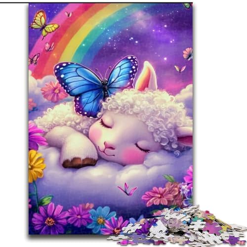 Puzzle für Teenager, 1000 Puzzles, schlafendes Schaf, Spielzeug, Lernspiele, stressabbauende Wanddekoration (Größe 26x38cm) von NBDSOYEWO