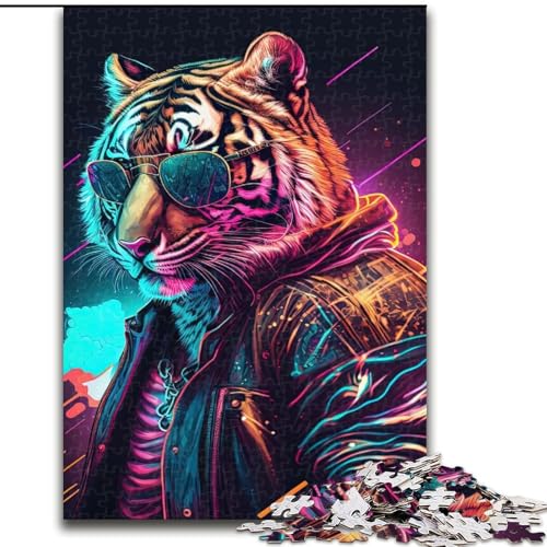 Puzzle für Teenager, 1000 Teile, Abstrakter Psychedelischer Tiger, Familienunterhaltungsspielzeug, ganze Familie, ab 14 Jahren (Größe 50x75cm) von NBDSOYEWO