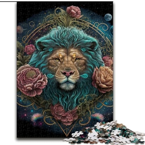 Puzzle für Teenager, 1000 Teile, Aqua Mane Floral Lion, für Lernspiele, Herausforderungsspielzeug, verbessert das Gedächtnis für 14-Jährige (Größe 50x75cm) von NBDSOYEWO