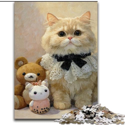 Puzzle für Teenager, 1000 Teile, Art Cat, Familienunterhaltungsspielzeug, ganze Familie, für Kinder ab 14 Jahren (Größe 26x38cm) von NBDSOYEWO