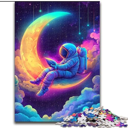 Puzzle für Teenager, 1000 Teile, Astronaut sitzt auf dem Mond, Elefantenspielzeug, Denkspiel, Geburtstagsgeschenk, Geschenke, Wandkunst für Kinder ab 14 Jahren (Größe 26x38cm) von NBDSOYEWO