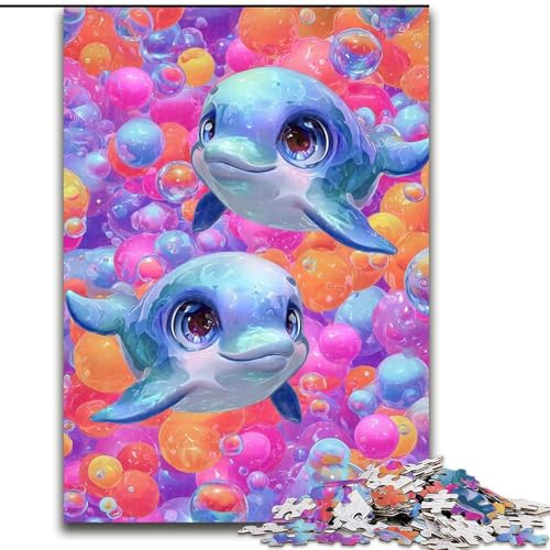 Puzzle für Teenager, 1000 Teile, Baby-Delfin, Elefantenspielzeug, Denkspiel, Geburtstagsgeschenk, Geschenke, Wandkunst, für Kinder ab 14 Jahren (Größe 26x38cm) von NBDSOYEWO