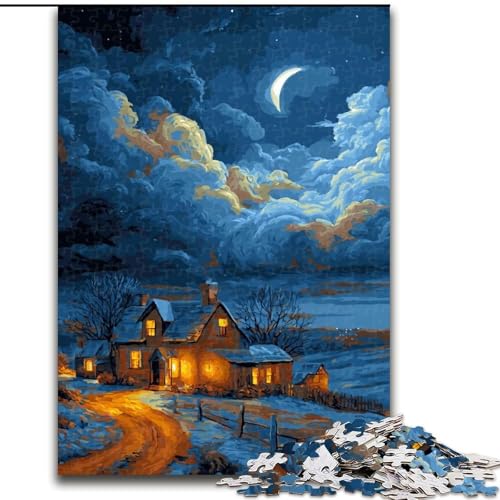 Puzzle für Teenager, 1000 Teile, Bauernhof unter dem Nachthimmel, Stressabbau-Spielzeug, einzigartige Geburtstags- und Geschenkideen für Kinder ab 14 Jahren (Größe 26x38cm) von NBDSOYEWO