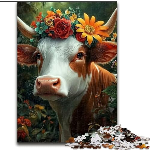 Puzzle für Teenager, 1000 Teile, Blumen, Kuh, für Kinder ab 14 Jahren, jedes Teil ist einzigartig – lustiges und herausforderndes Spiel für die ganze Familie, tolles Geschenk (Größe 50x75cm) von NBDSOYEWO