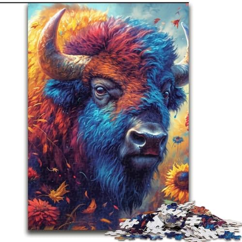 Puzzle für Teenager, 1000 Teile, Blumen und Bisons, Familienunterhaltungsspielzeug, ganze Familie, für Kinder ab 14 Jahren (Größe 50x75cm) von NBDSOYEWO