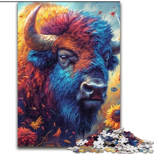 Puzzle für Teenager, 1000 Teile, Blumen und Bisons, Lernspielzeug für Teenager, ganze Familie ab 14 Jahren (Größe 26x38cm) von NBDSOYEWO