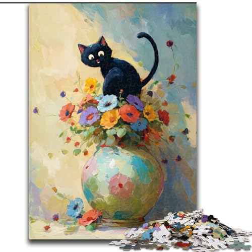 Puzzle für Teenager, 1000 Teile, Blumenkunst, Katze, Elefantenspielzeug, Denkspiel, Geburtstagsgeschenk, Geschenke, Wandkunst, für Kinder ab 14 Jahren (Größe 50x75cm) von NBDSOYEWO