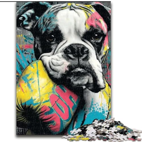 Puzzle für Teenager, 1000 Teile, Boxerhund, für Lernspiele, Herausforderungsspielzeug, verbessert das Gedächtnis für 14-Jährige (Größe 26x38cm) von NBDSOYEWO