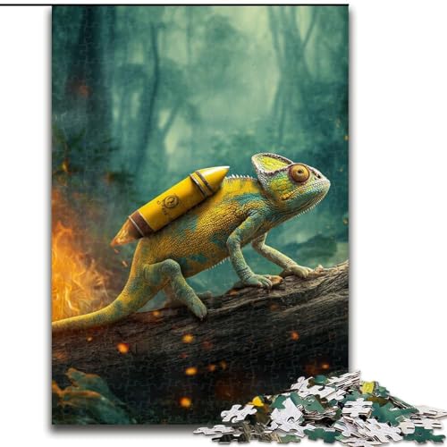 Puzzle für Teenager, 1000 Teile, Chamäleon im Wald, Familienunterhaltungsspielzeug, ganze Familie, ab 14 Jahren (Größe 26x38cm) von NBDSOYEWO