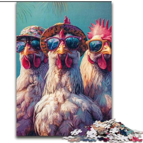 Puzzle für Teenager, 1000 Teile, DREI Hähne, Elefantenspielzeug, Denkspiel, Geburtstagsgeschenk, Geschenke, Wandkunst für Kinder ab 14 Jahren (Größe 26x38cm) von NBDSOYEWO