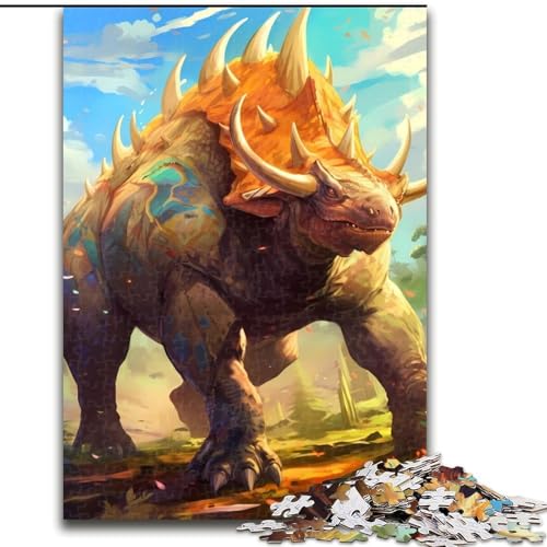 Puzzle für Teenager, 1000 Teile, Dinosaurier-Triceratops, Stressabbau-Spielzeug, einzigartige Geburtstags- und Geschenkideen für Kinder ab 14 Jahren (Größe 26x38cm) von NBDSOYEWO