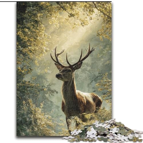 Puzzle für Teenager, 1000 Teile, Dschungelhirsch, für Lernspiele, Herausforderungsspielzeug, verbessert das Gedächtnis für 14-Jährige (Größe 26x38cm) von NBDSOYEWO