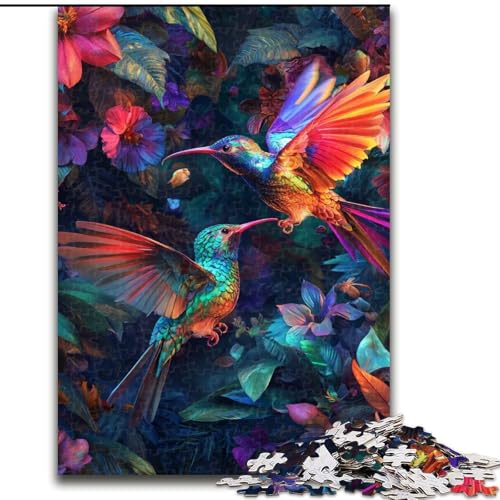 Puzzle für Teenager, 1000 Teile, Dschungelkolibri, Lernspiel, Herausforderungsspielzeug, verbessert das Gedächtnis für 14-Jährige (Größe 50x75cm) von NBDSOYEWO