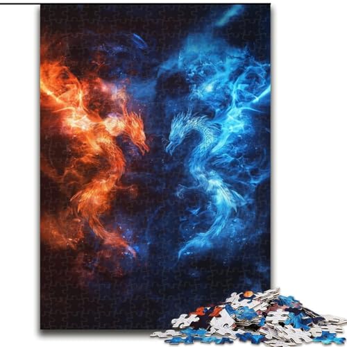 Puzzle für Teenager, 1000 Teile, EIS- und Feuerdrache, Familienunterhaltungsspielzeug, ganze Familie, ab 14 Jahren (Größe 50x75cm) von NBDSOYEWO