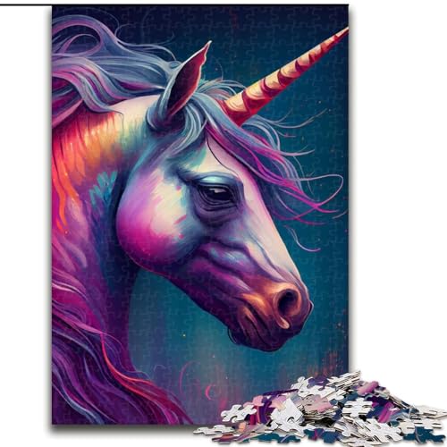 Puzzle für Teenager, 1000 Teile, Einhorn-Illustration, Familienunterhaltungsspielzeug, ganze Familie, ab 14 Jahren (Größe 50x75cm) von NBDSOYEWO