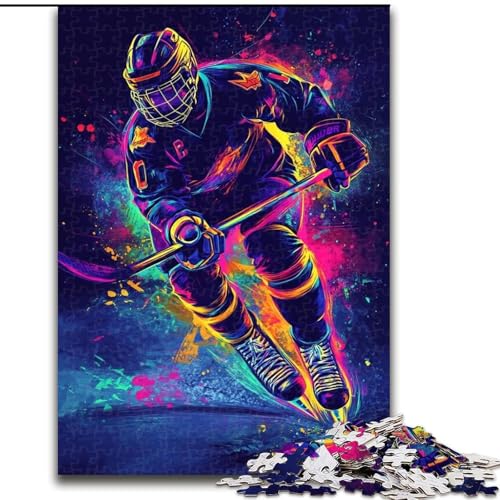 Puzzle für Teenager, 1000 Teile, Eishockeyspieler, Stressabbau-Spielzeug, einzigartige Geburtstags- und Geschenkideen für Kinder ab 14 Jahren (Größe 26x38cm) von NBDSOYEWO