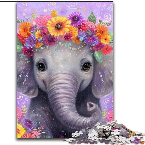 Puzzle für Teenager, 1000 Teile, Elefantenmalerei, Familienunterhaltungsspielzeug, ganze Familie, ab 14 Jahren (Größe 50x75cm) von NBDSOYEWO